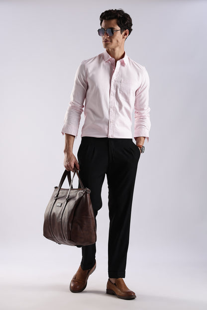 Cotton Oxford Solid Shirt Pink