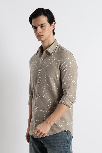 Abstract Geo-Print Shirt Grey