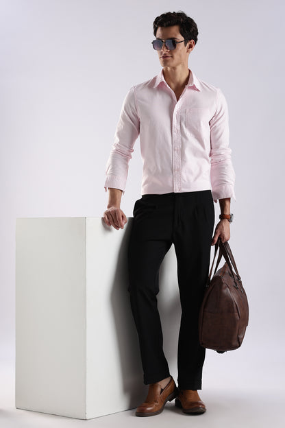 Cotton Oxford Solid Shirt Pink