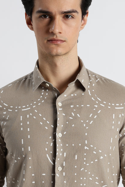 Abstract Geo-Print Shirt Grey