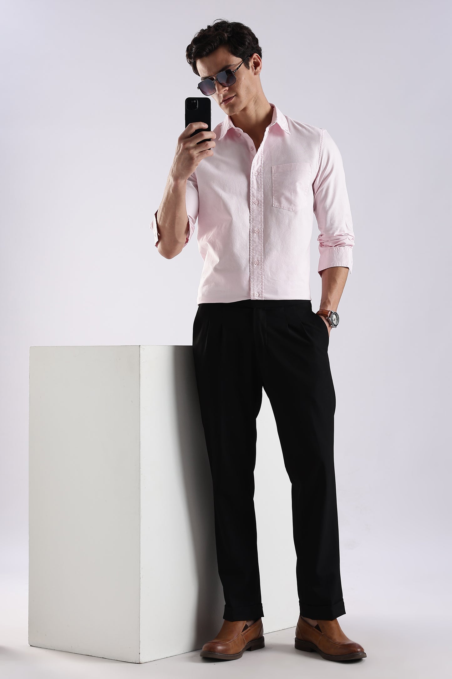 100% Cotton Oxford Solid Shirt Pink