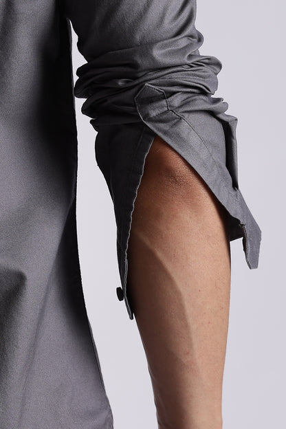 Cotton Oxford Solid Shirt Grey
