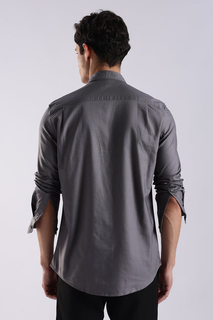 Cotton Oxford Solid Shirt Grey