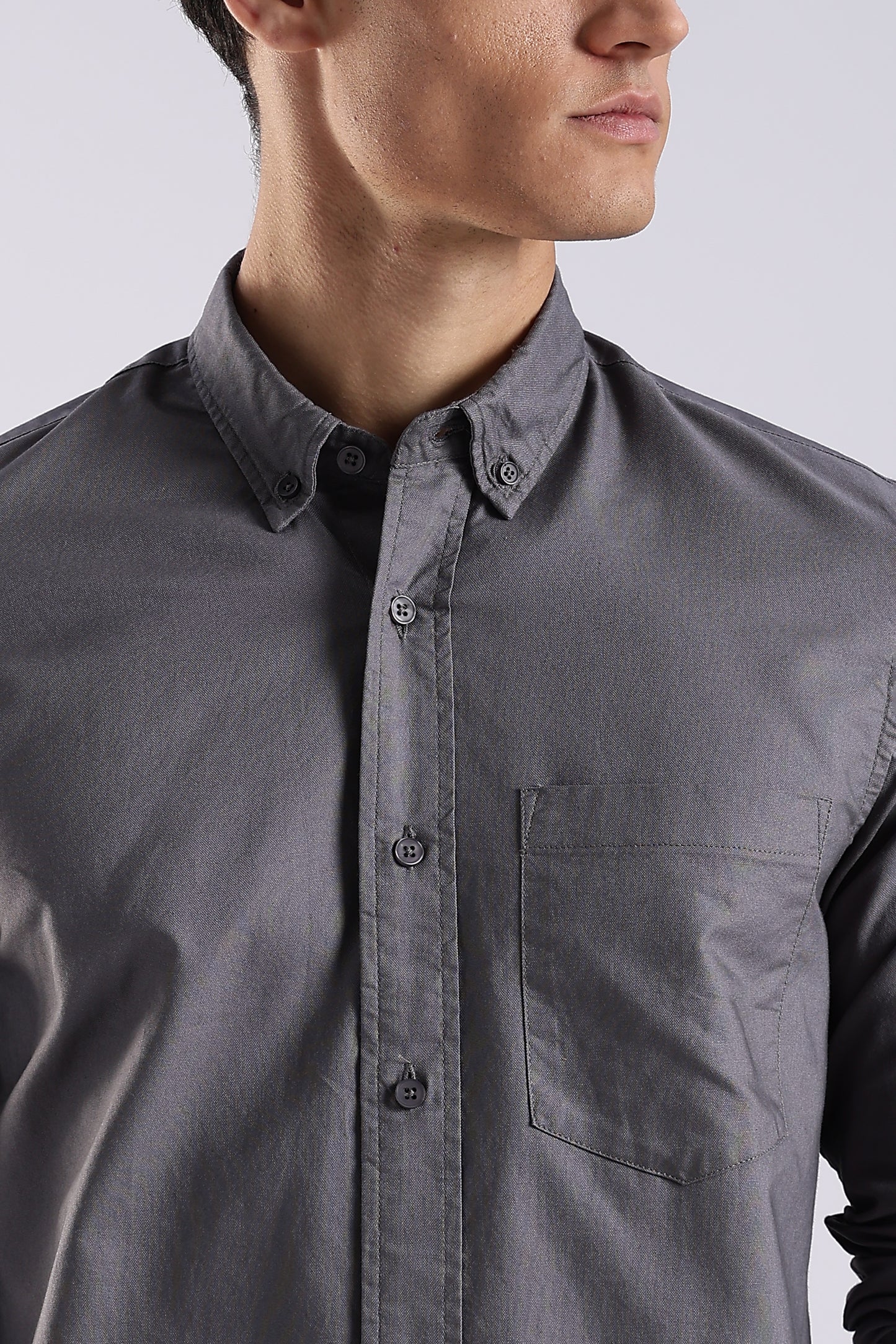 100% Cotton Oxford Solid Shirt Grey