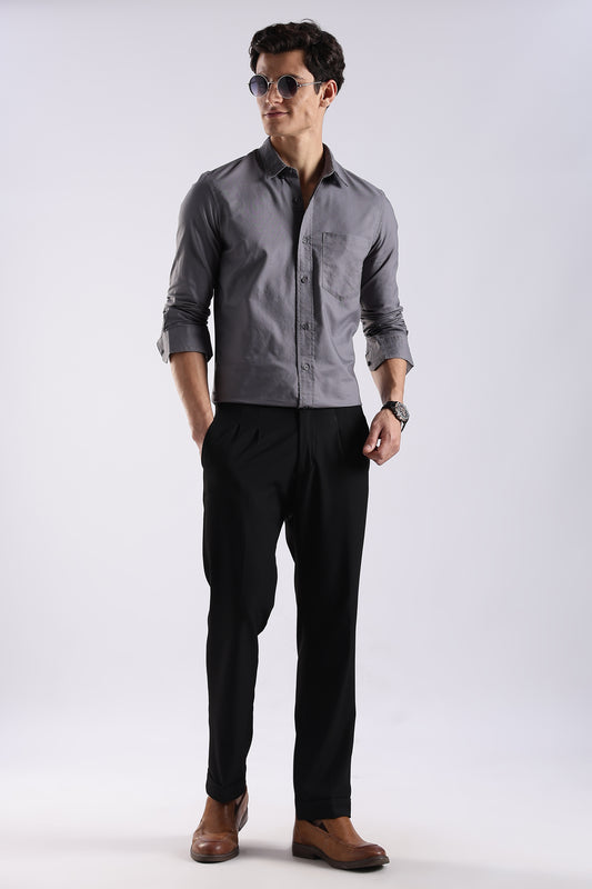 100% Cotton Oxford Solid Shirt Grey