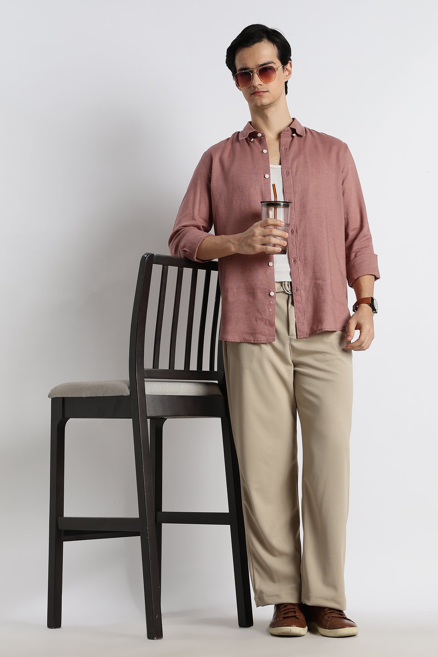 Relaxed Korean Fit Pants Lt Beige