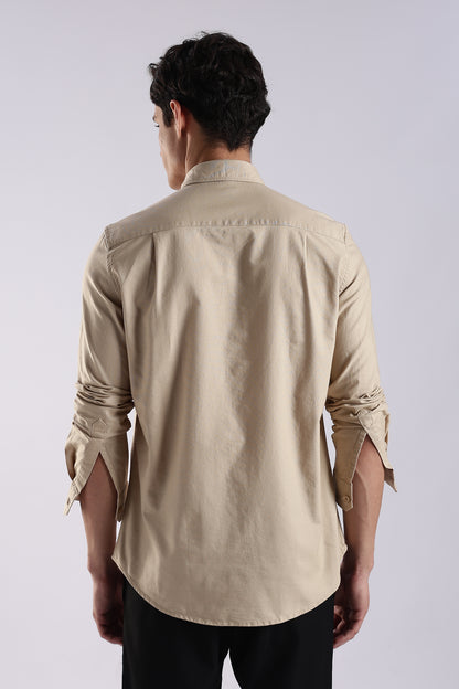 Cotton Oxford Solid Shirt Cream