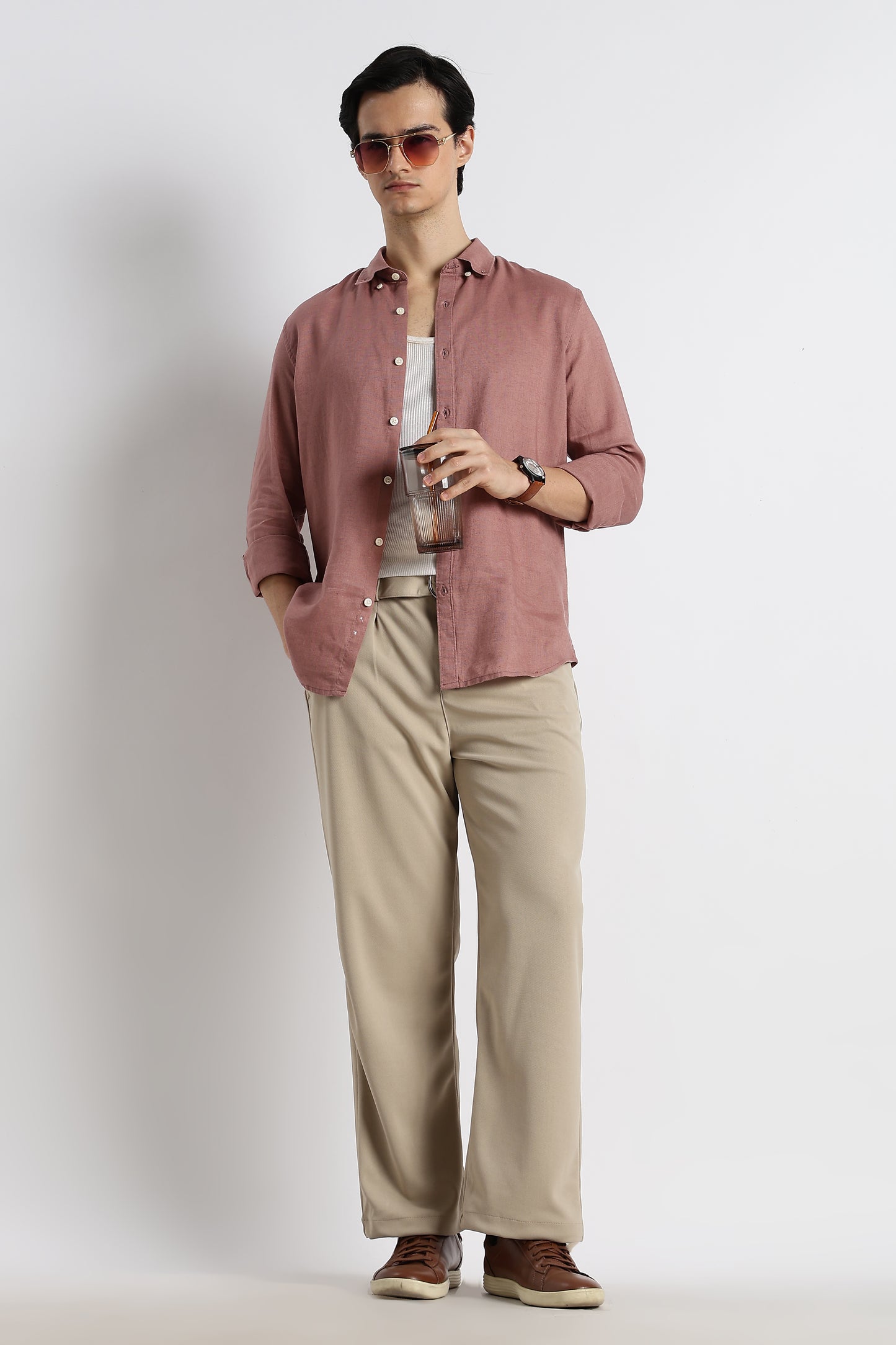 Relaxed Korean Fit Pants Lt Beige