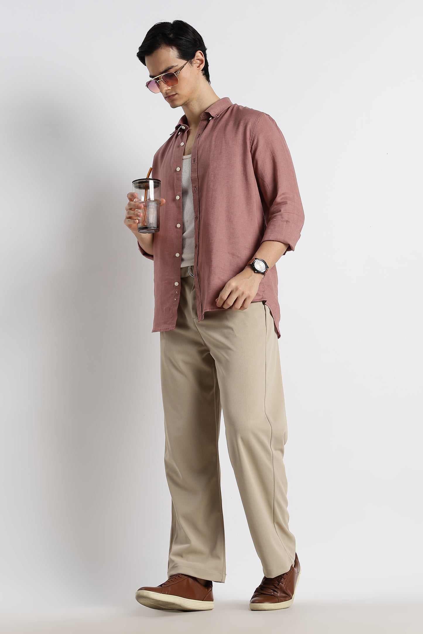 Relaxed Korean Fit Pants Lt Beige