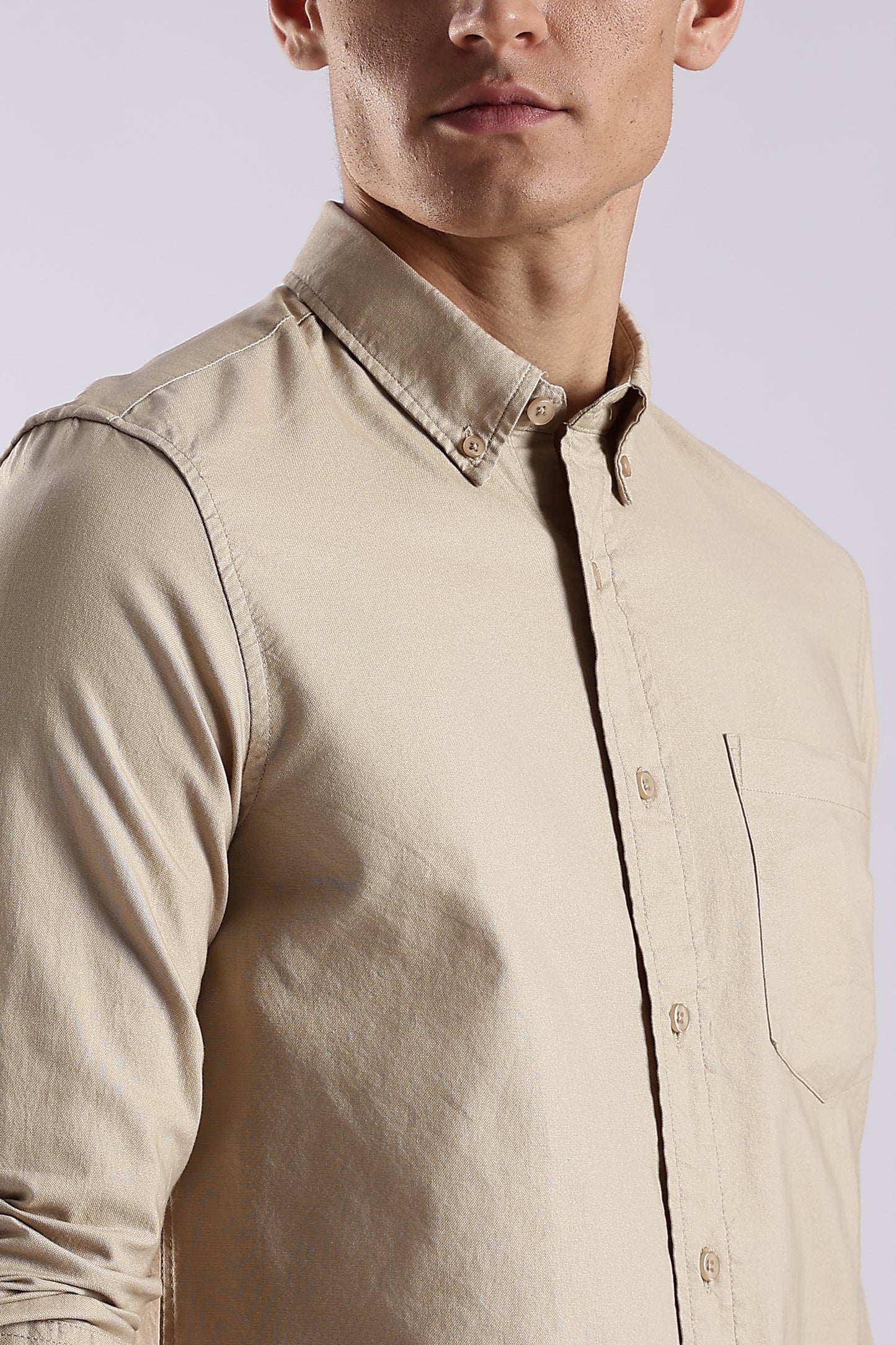 100% Cotton Oxford Solid Shirt Cream