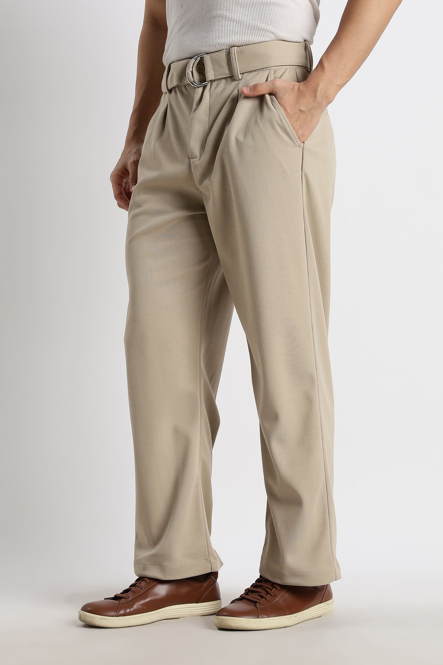 Relaxed Korean Fit Pants Lt Beige