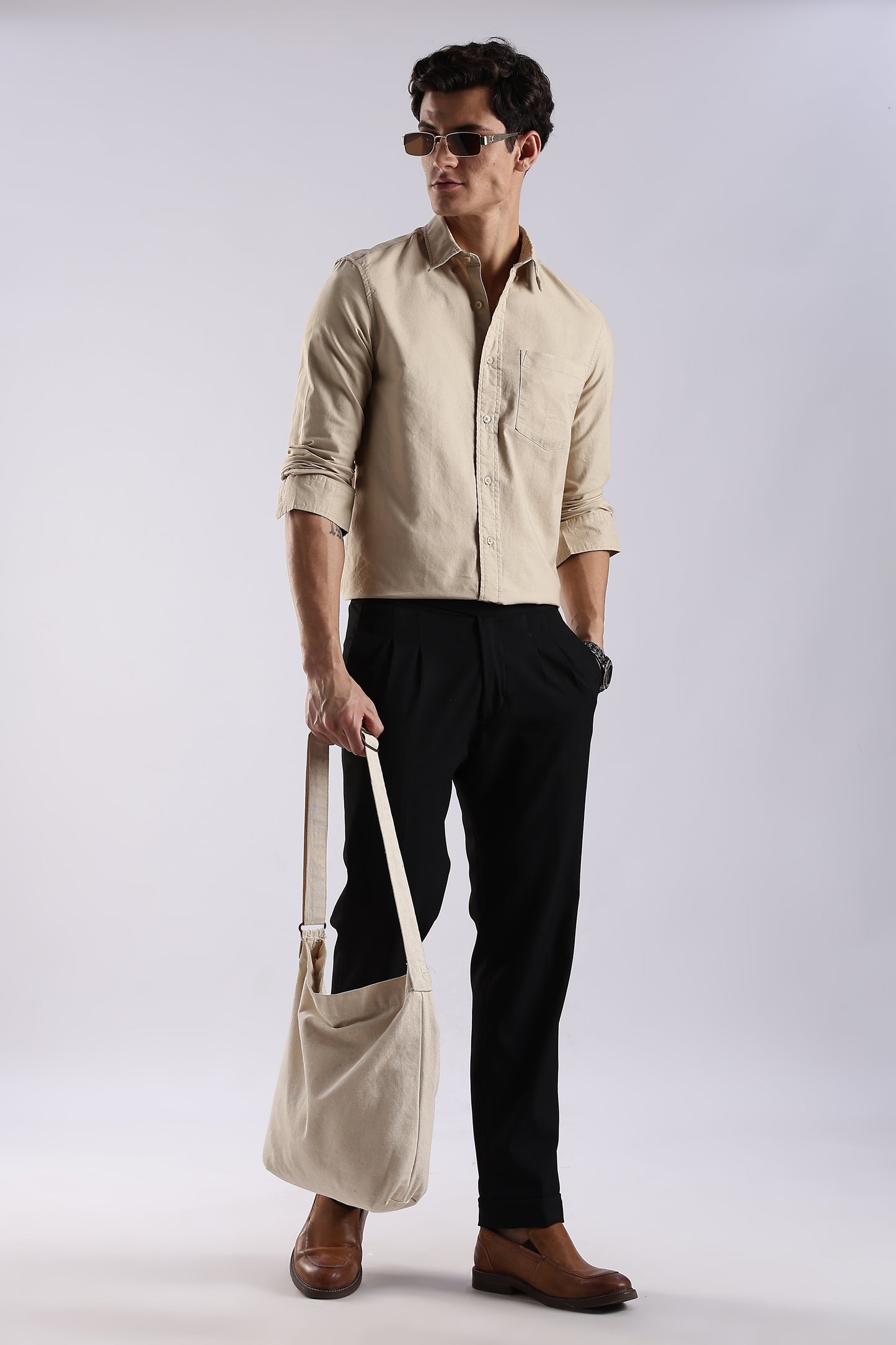 100% Cotton Oxford Solid Shirt Cream