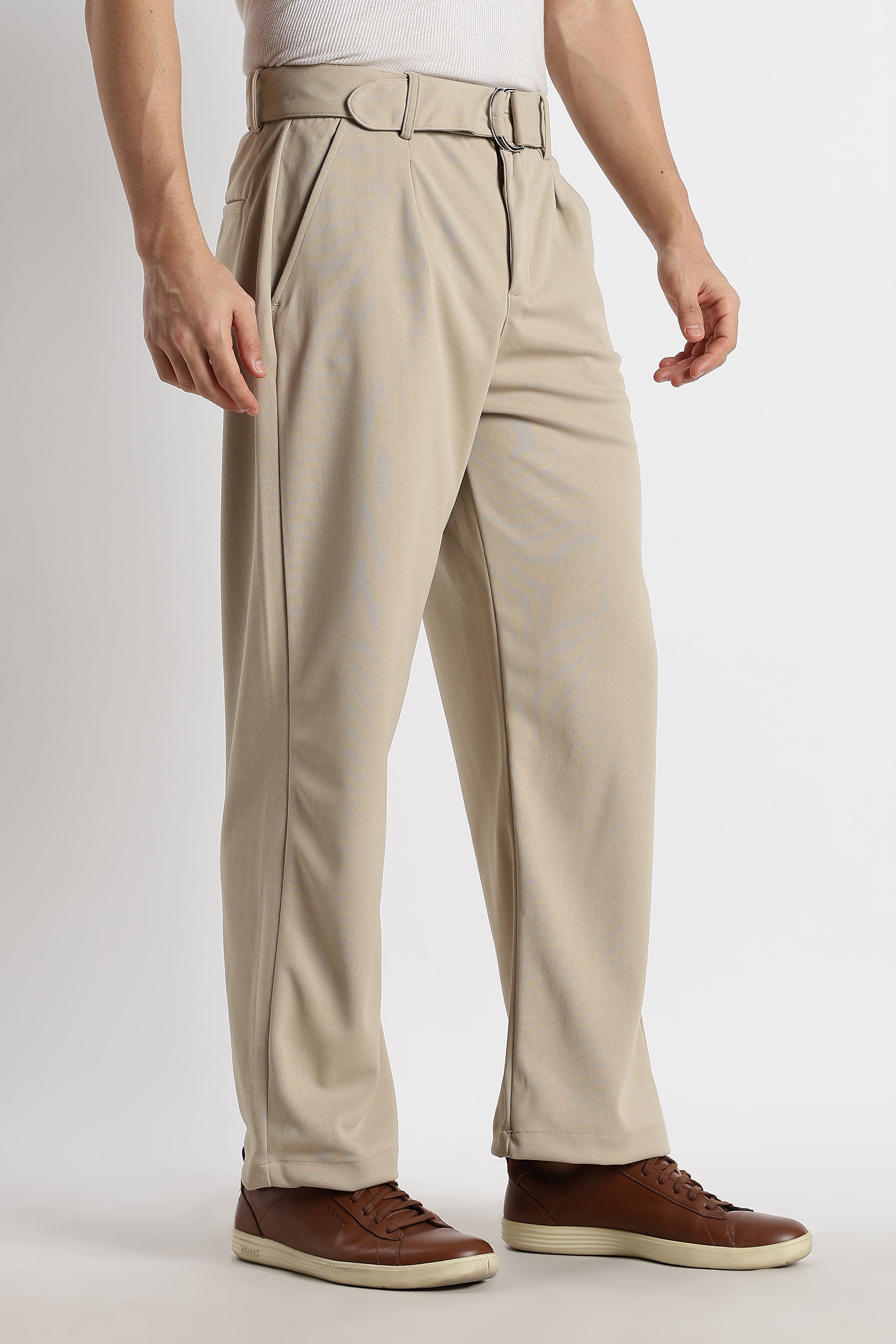 Relaxed Korean Fit Pants Lt Beige