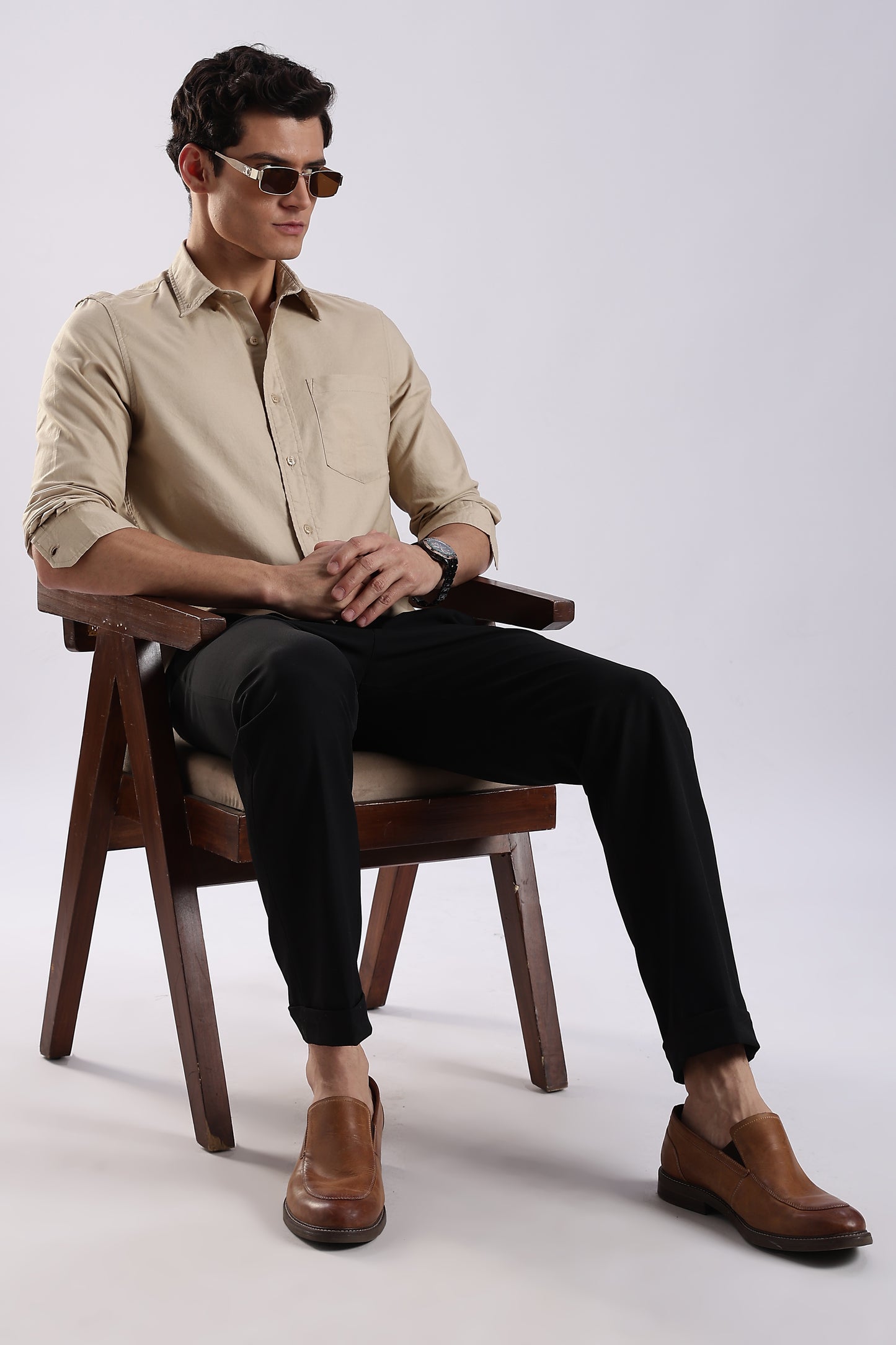 100% Cotton Oxford Solid Shirt Cream