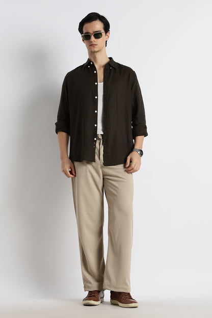Minimal Linen Shirt Olive