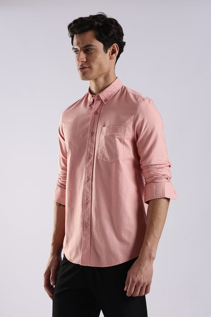 Cotton Oxford Solid Shirt Orange