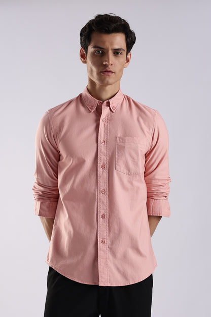 Cotton Oxford Solid Shirt Orange