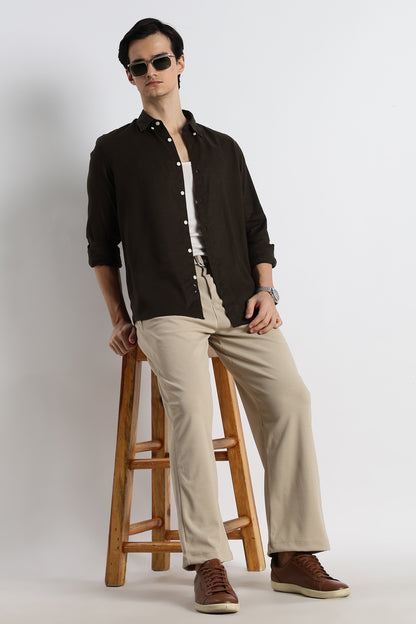 Minimal Linen Shirt Olive