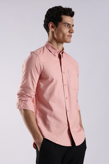 Cotton Oxford Solid Shirt Orange