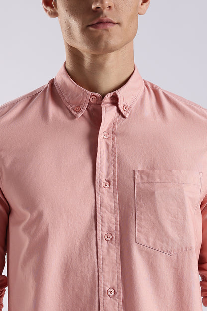 Cotton Oxford Solid Shirt Orange