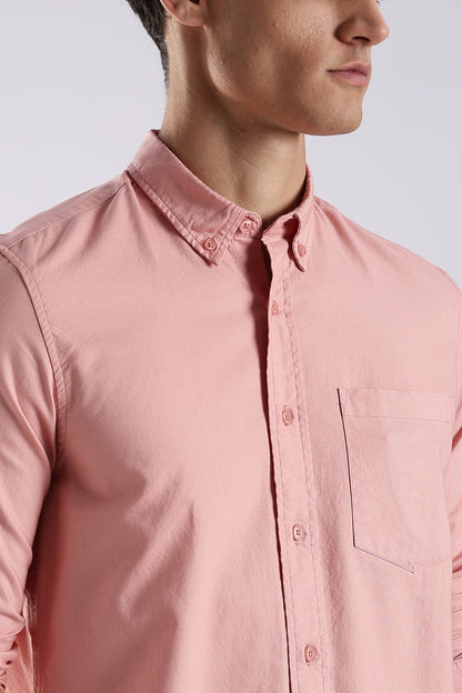 Cotton Oxford Solid Shirt Orange