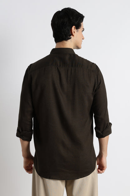 Minimal Linen Shirt Olive