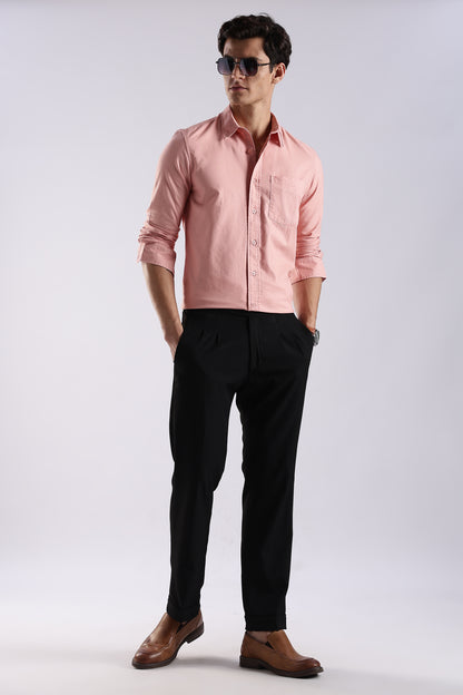 Cotton Oxford Solid Shirt Orange