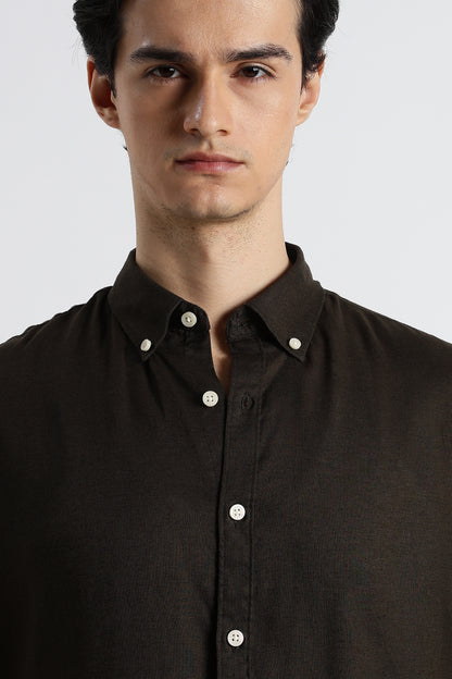 Minimal Linen Shirt Olive