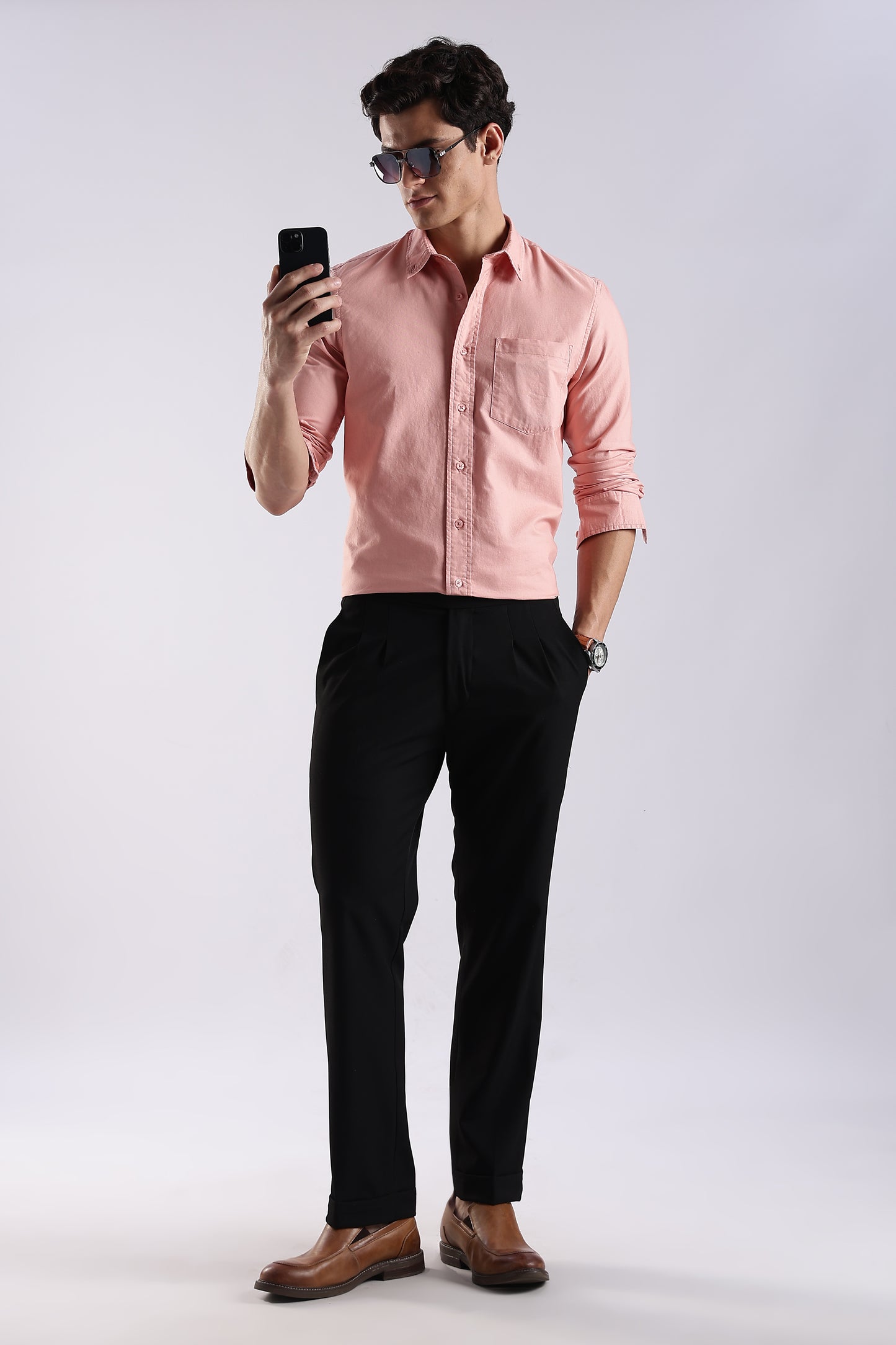100% Cotton Oxford Solid Shirt Orange