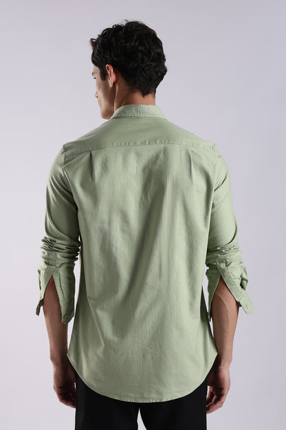 Cotton Oxford Solid Shirt P Green