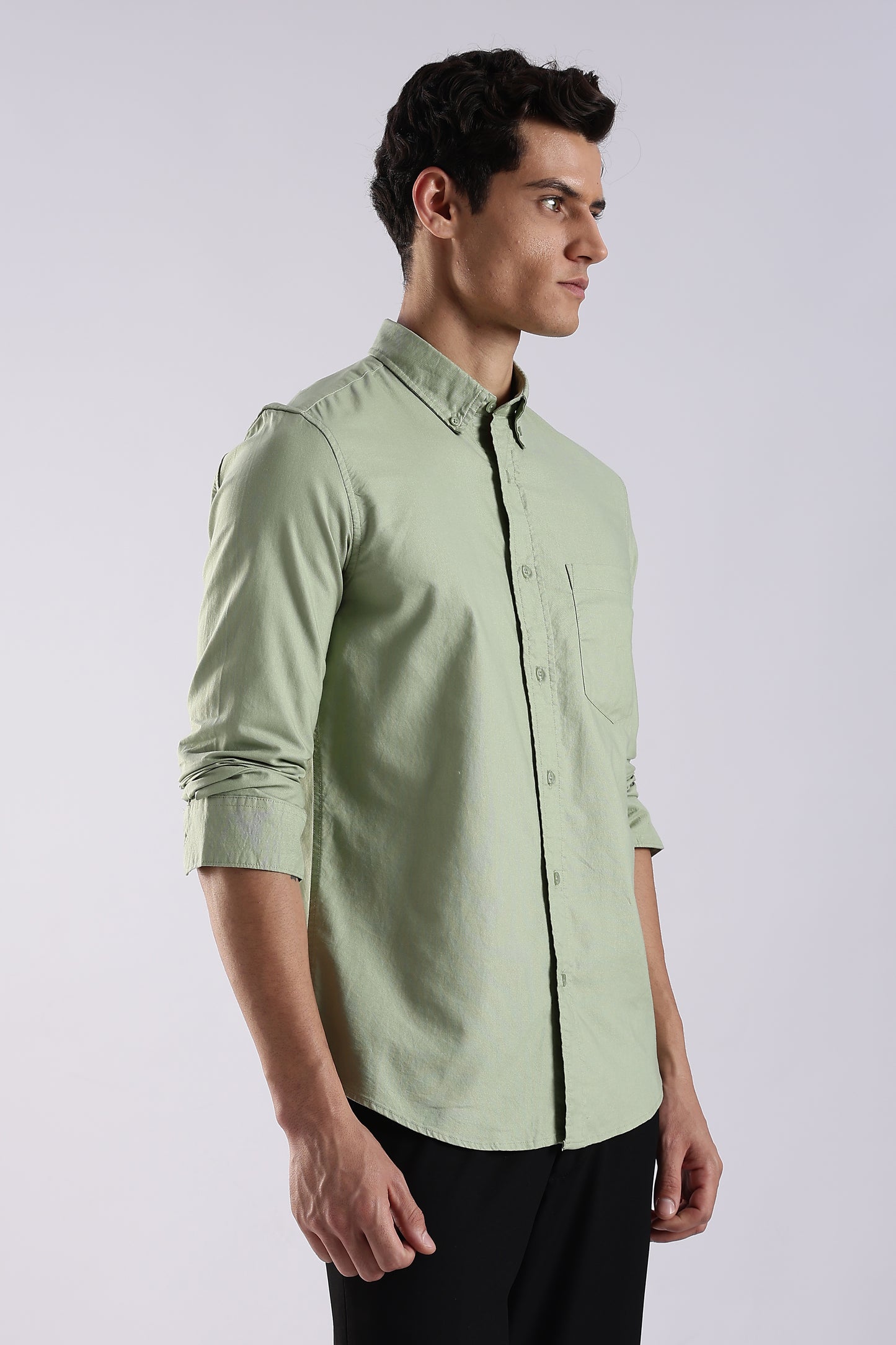 100% Cotton Oxford Solid Shirt P Green