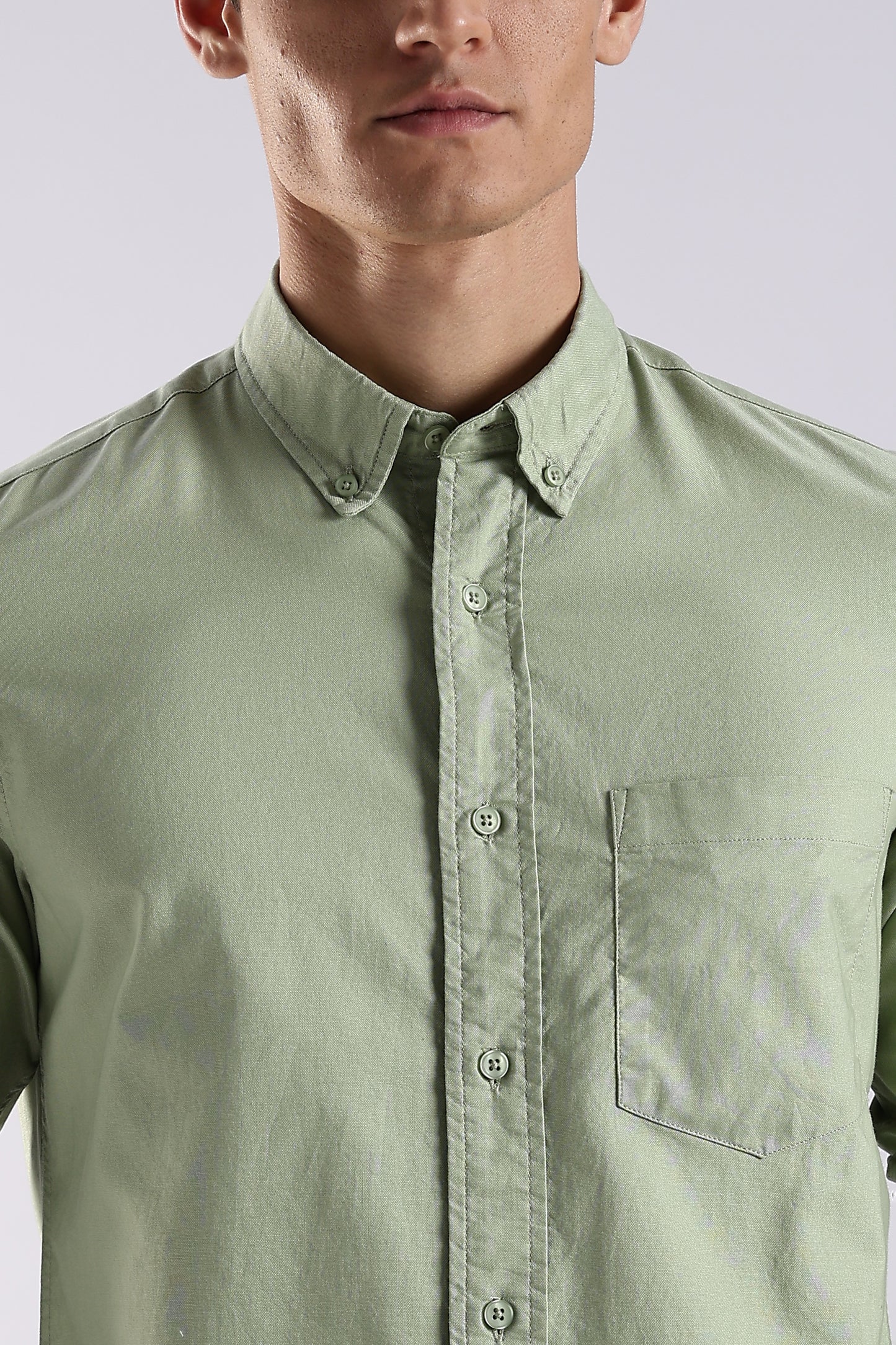 100% Cotton Oxford Solid Shirt P Green