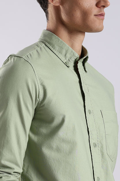 Cotton Oxford Solid Shirt P Green