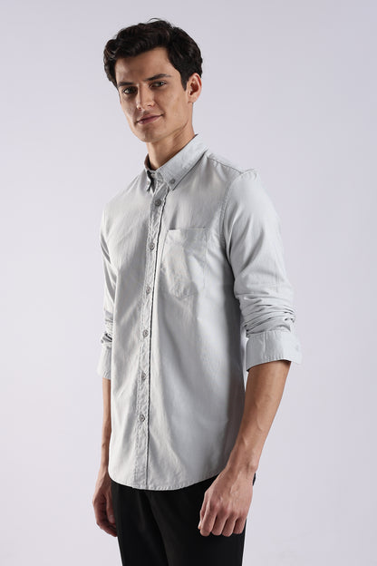 Cotton Oxford Solid Shirt Off White