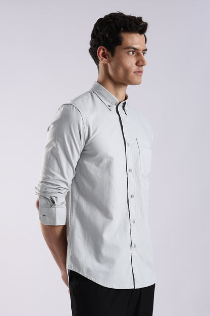 Cotton Oxford Solid Shirt Off White