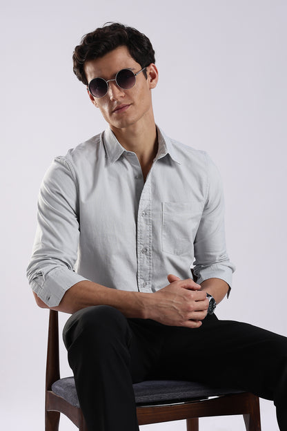 Cotton Oxford Solid Shirt Off White