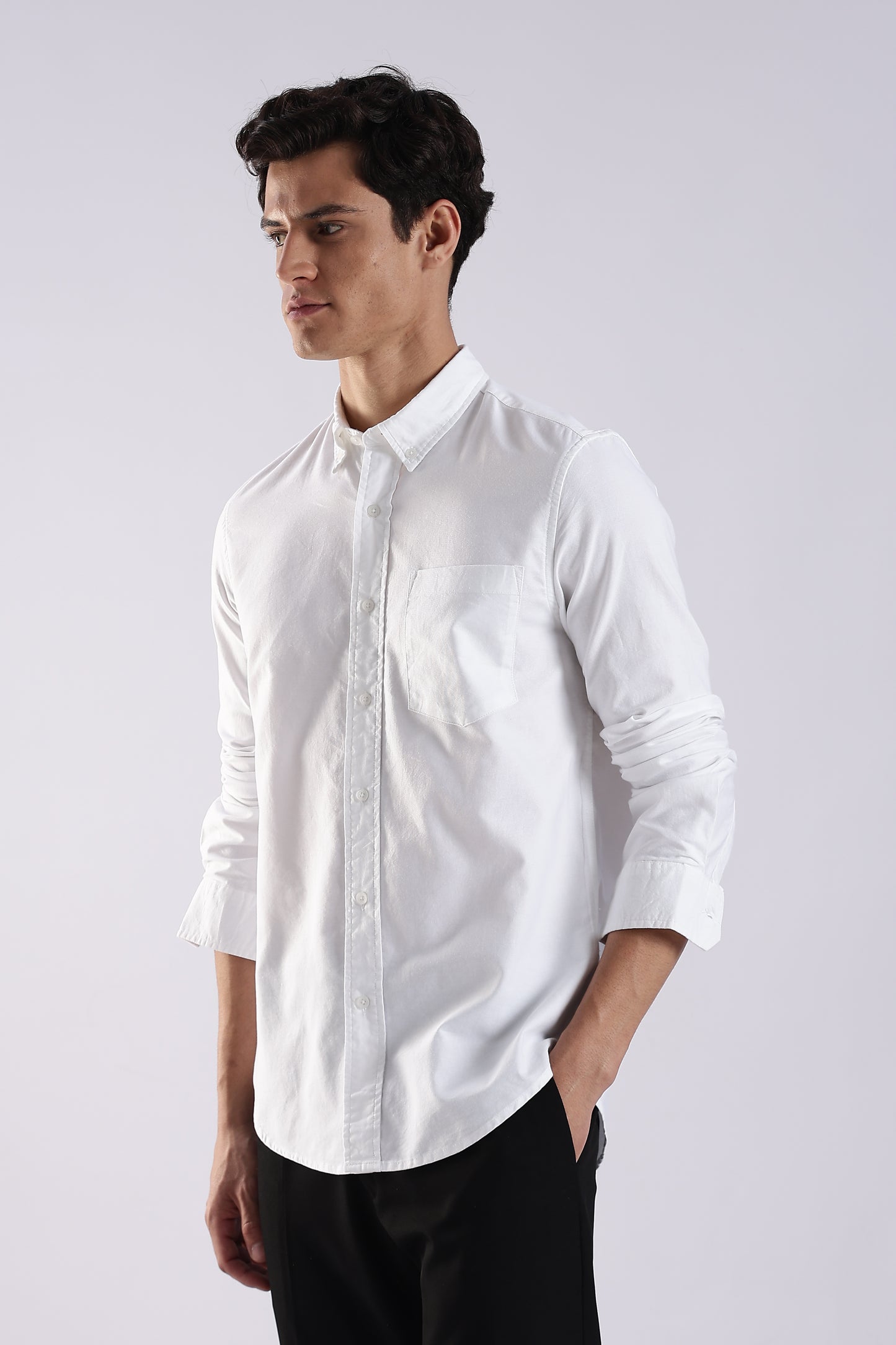 100% Cotton Oxford Solid Shirt White