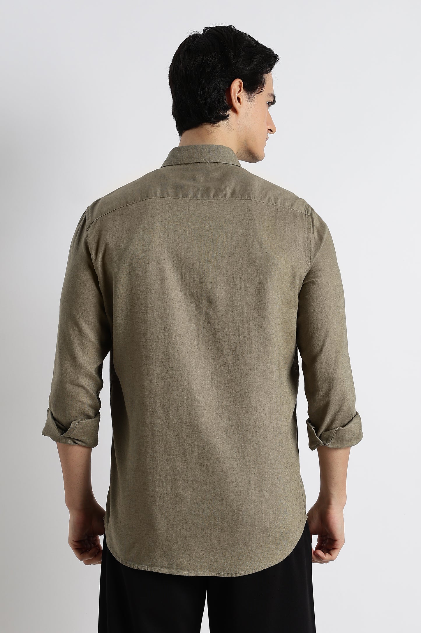 Minimal Cotton-Linen Shirt Green
