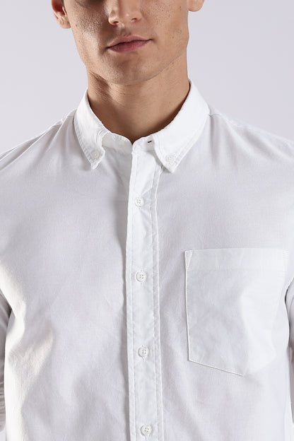 Cotton Oxford Solid Shirt White