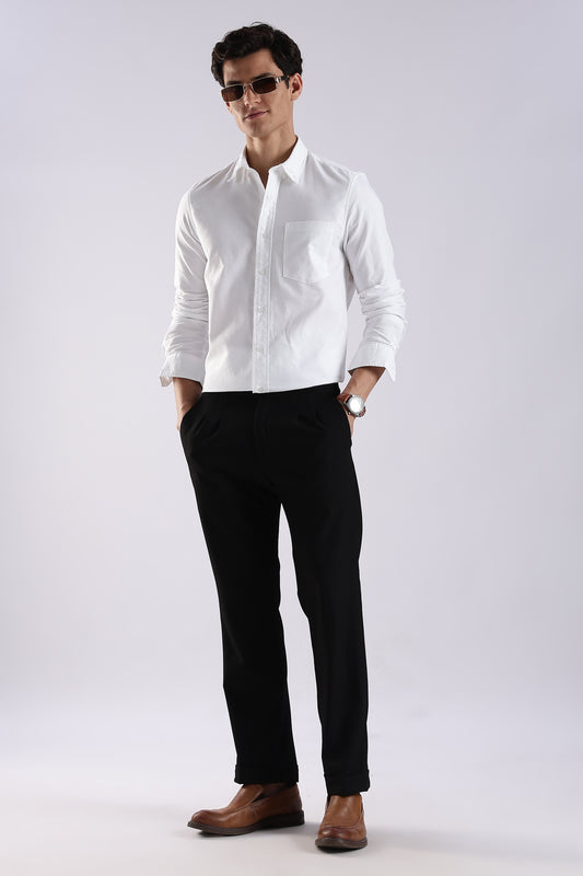 100% Cotton Oxford Solid Shirt White