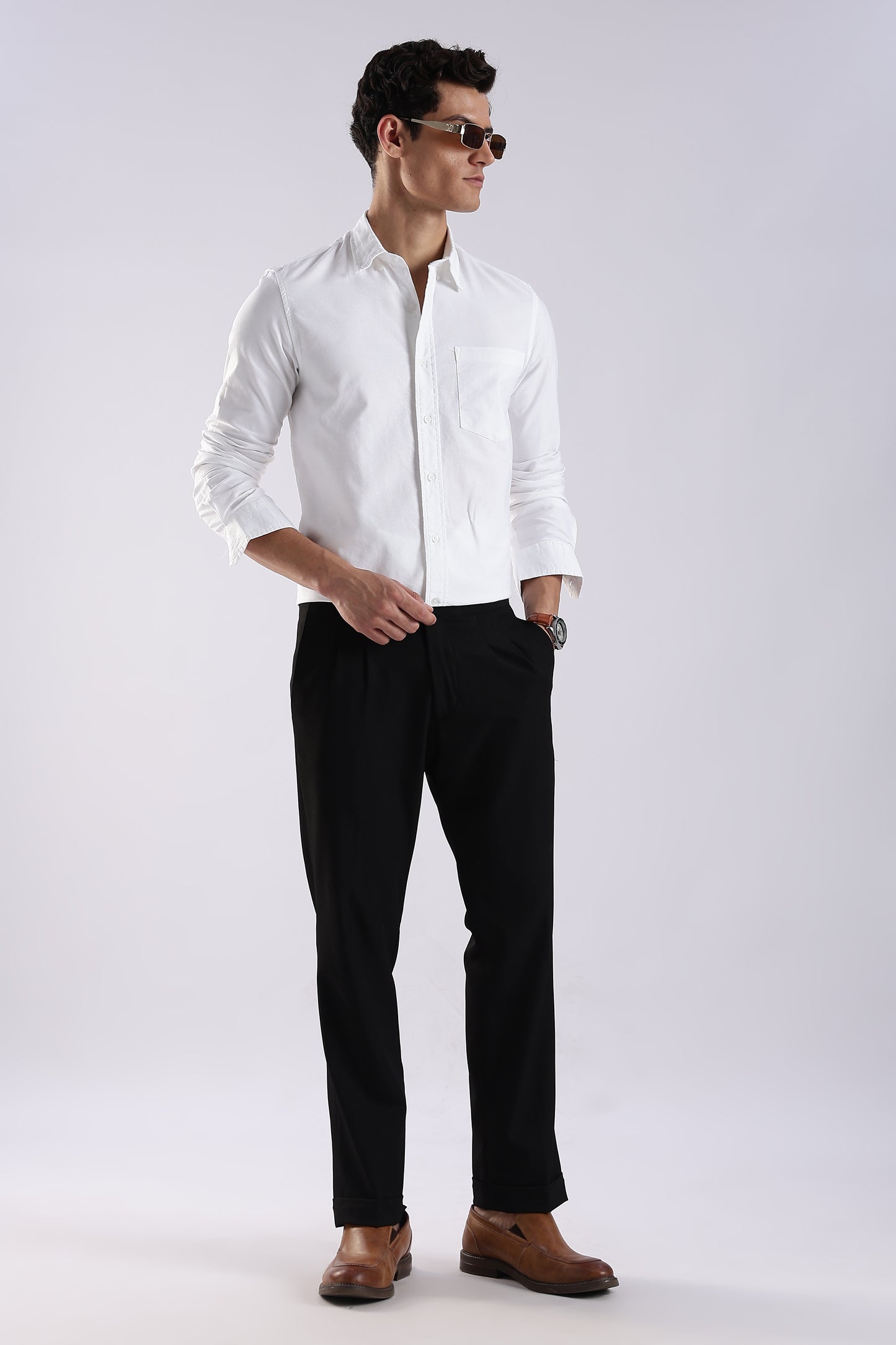 100% Cotton Oxford Solid Shirt White