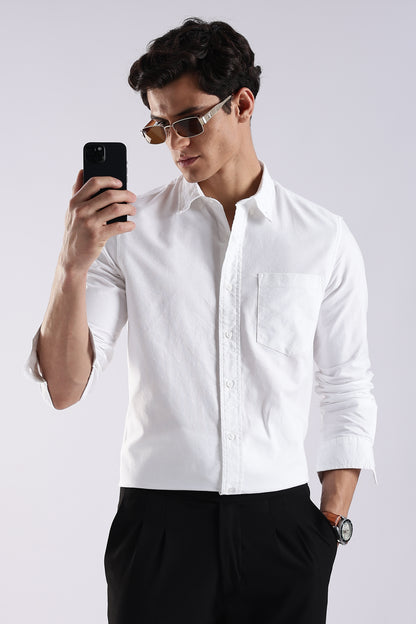 Cotton Oxford Solid Shirt White