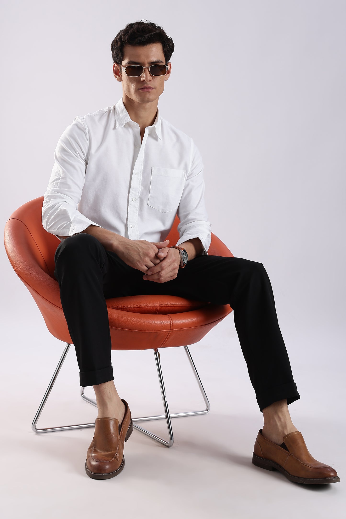 100% Cotton Oxford Solid Shirt White
