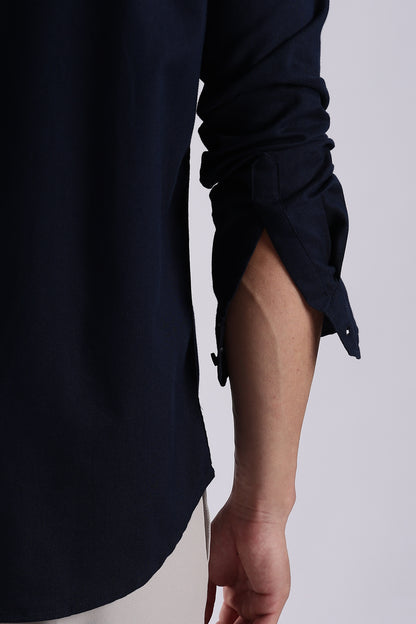 Cotton Oxford Solid Shirt Navy