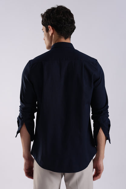 Cotton Oxford Solid Shirt Navy