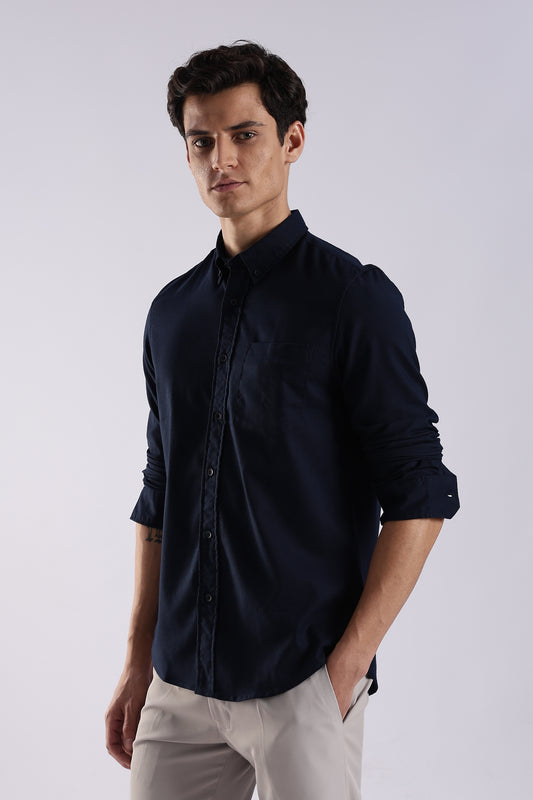 Cotton Oxford Solid Shirt Navy