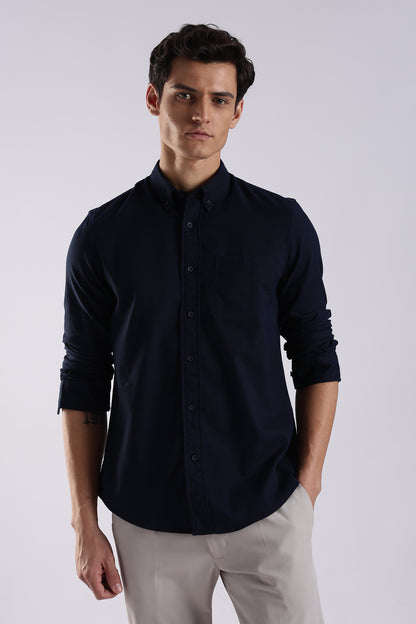 Cotton Oxford Solid Shirt Navy
