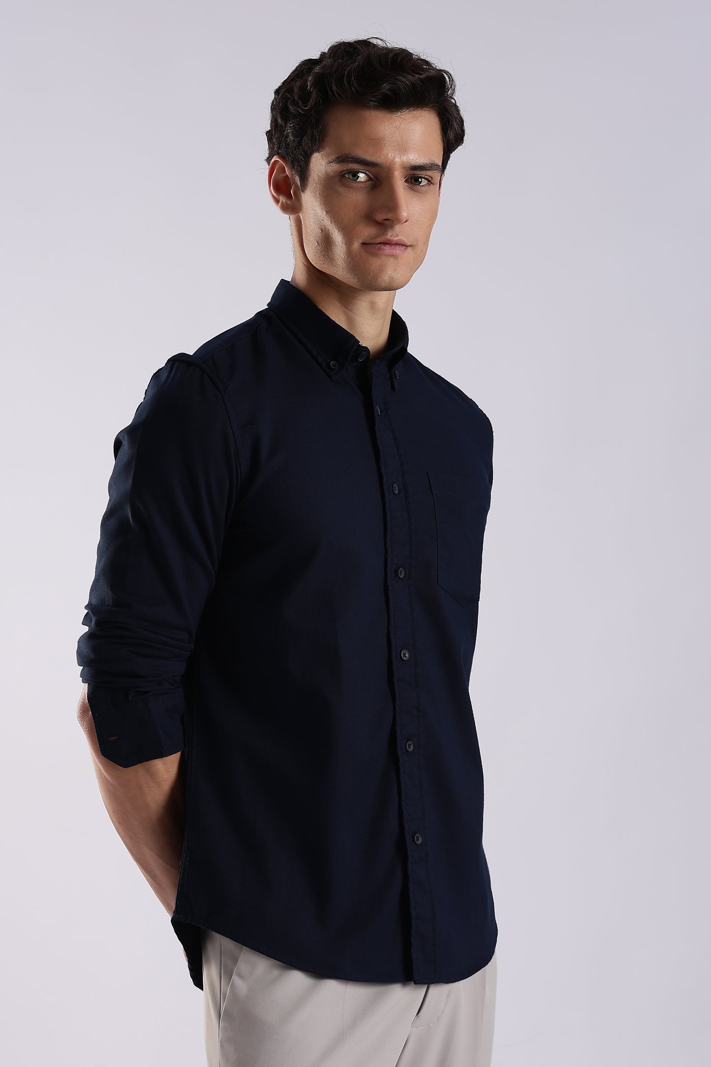 100% Cotton Oxford Solid Shirt Navy