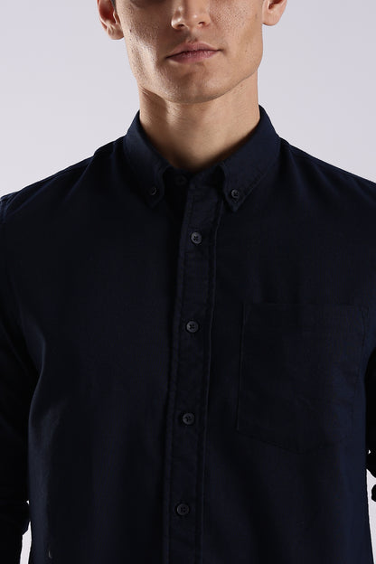 Cotton Oxford Solid Shirt Navy