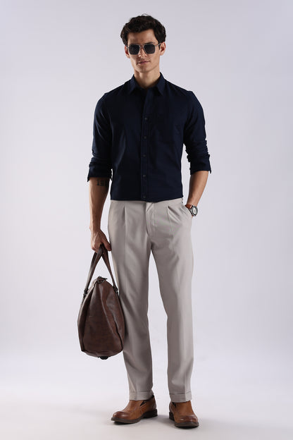 Cotton Oxford Solid Shirt Navy